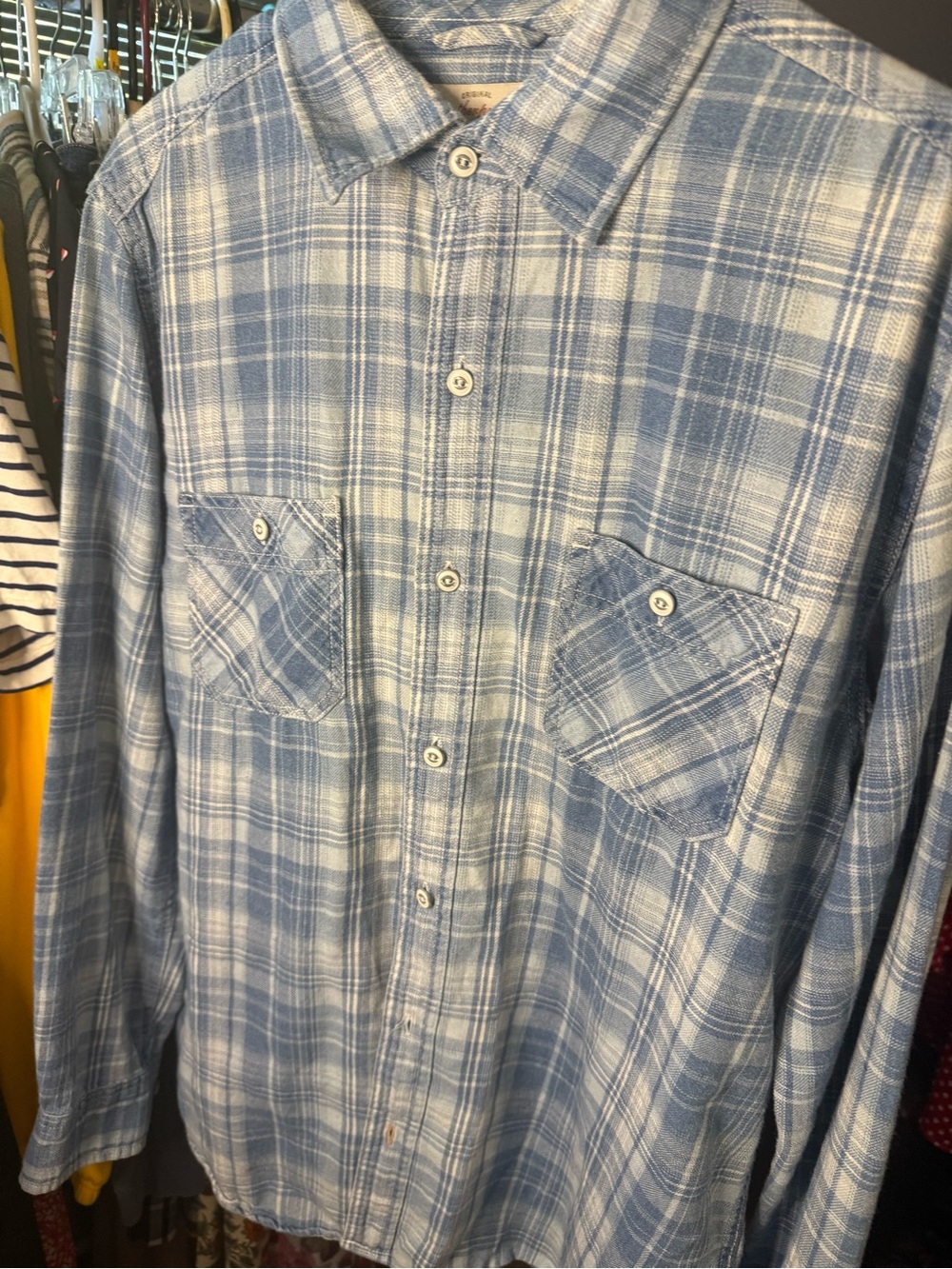 Weatherproof Light Blue Plaid Button-Down Shirt